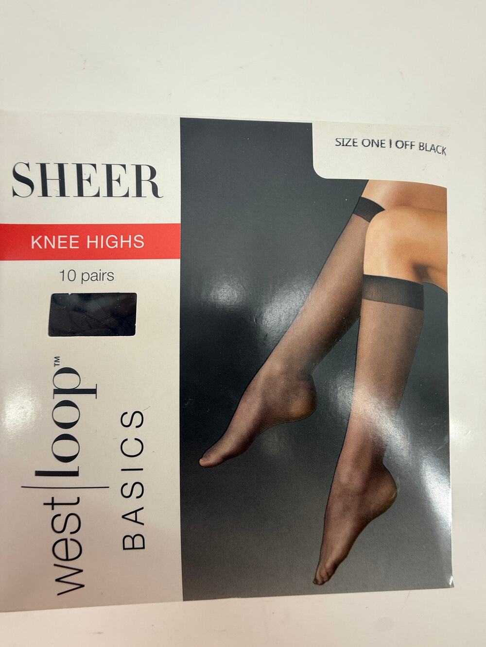West Loop Basics Sheer Knee Highs 10 Pairs Black Nylon New Old Stock One Size
